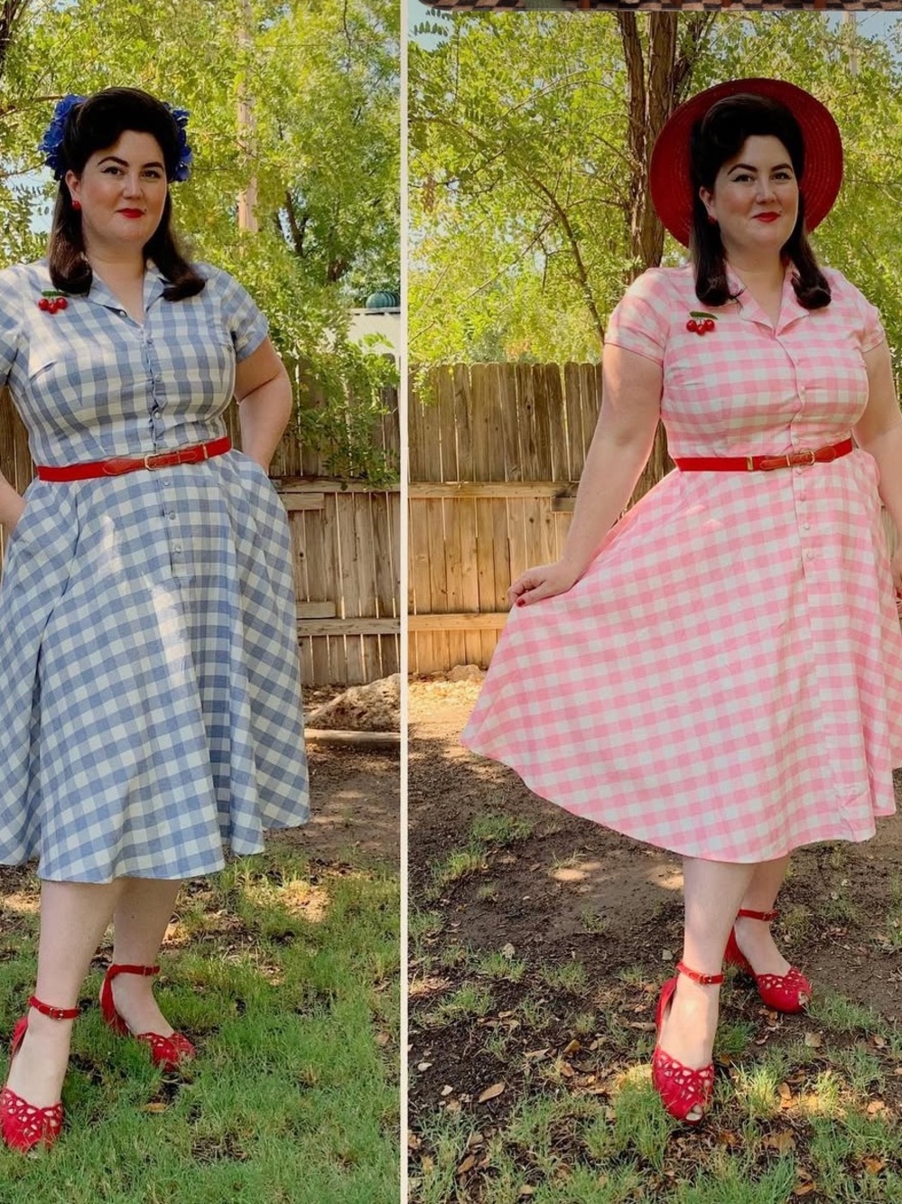 Unique Vintage Pinup Shirt Dress Pink Gingham 1950s 3XL Plus 1940s Rockabilly - Picture 5 of 5